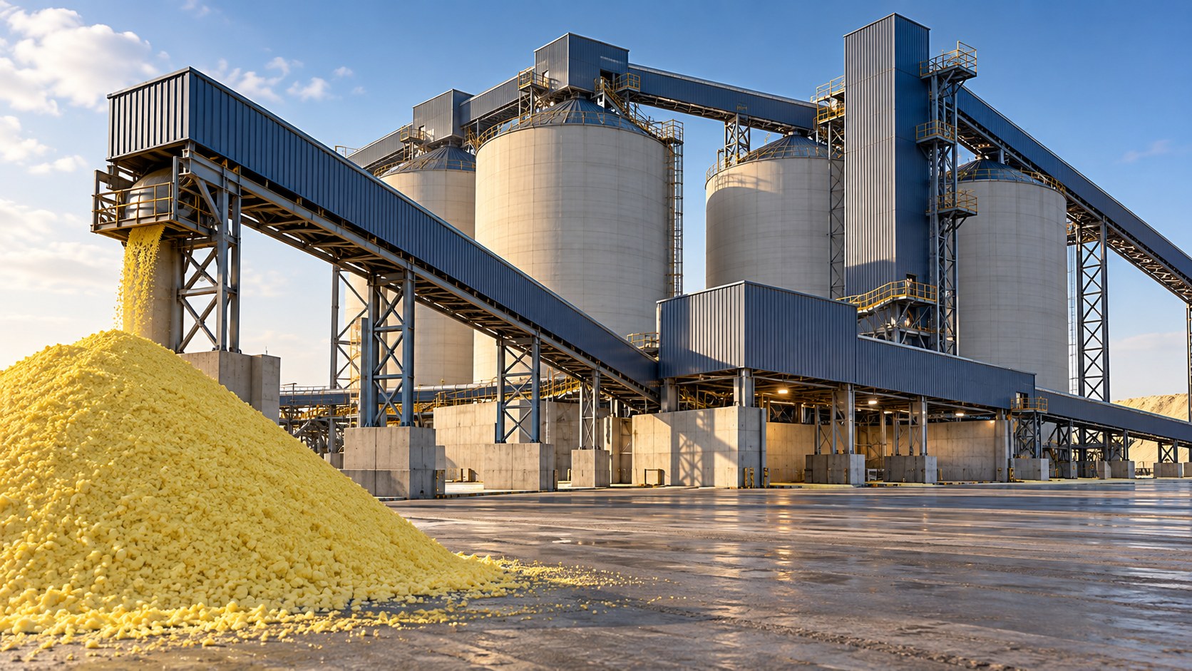 Automated sulphur silo complex and truck discharge terminal